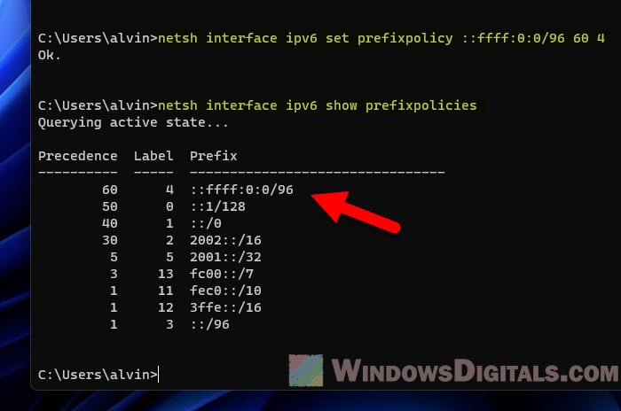 How to prefer IPv4 over IPv6 in Windows 11