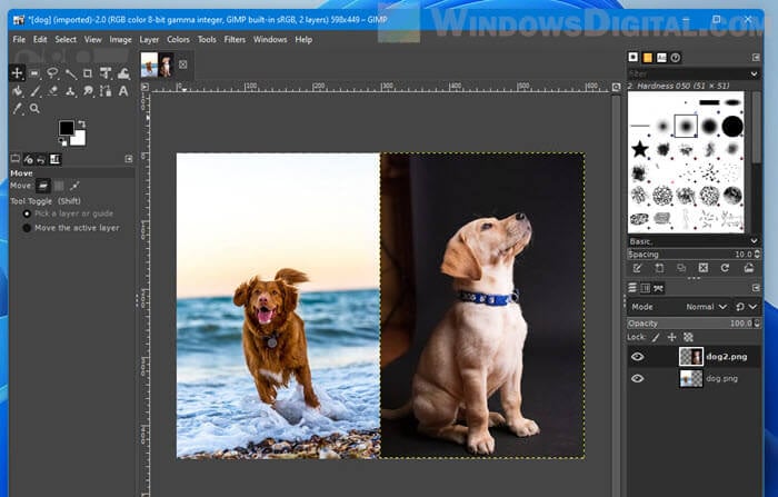 How to put two pictures side by side Windows 11