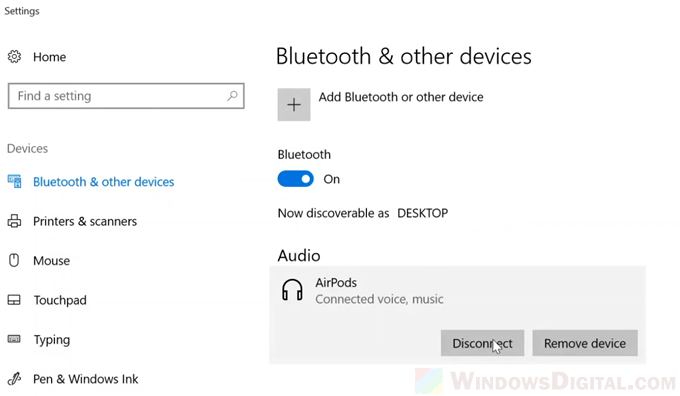 bluetooth airpods windows 10