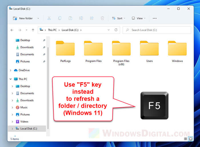 How to refresh folder in File Explorer Windows 11