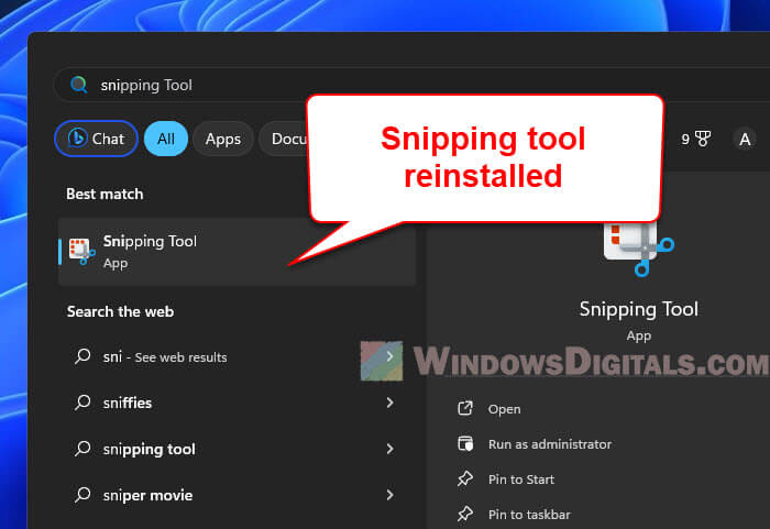 How to reinstall Snipping Tool in Windows 11 via PowerShell