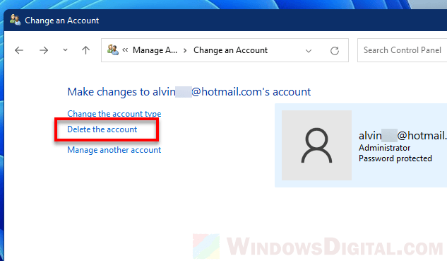 How to remove Microsoft account from Windows 11