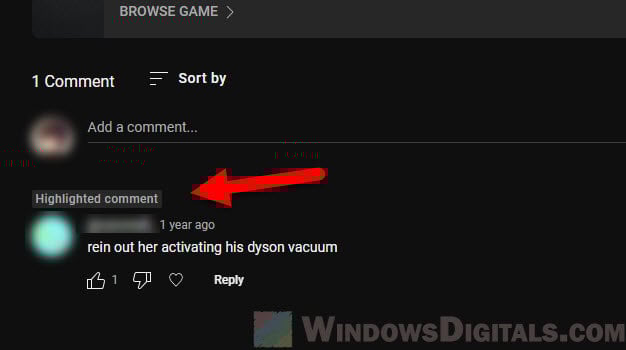 How to remove a highlighted comment on YouTube