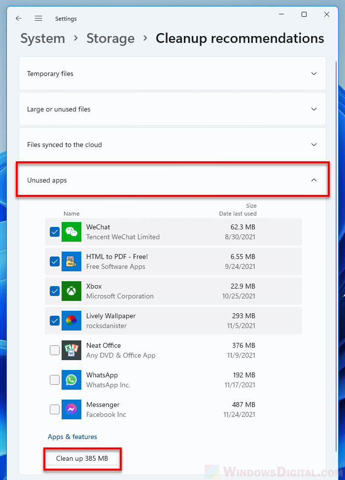 How to remove unused apps in Windows 11