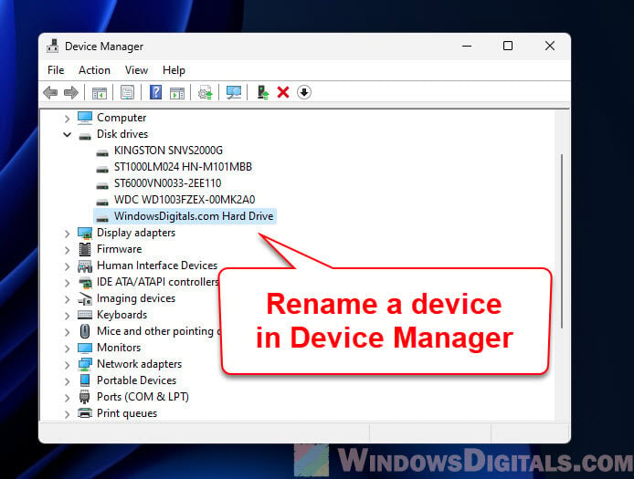 How to rename hardware in Device Manager on Windows 11 10