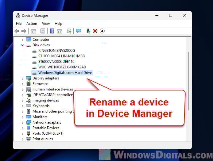 How to rename hardware in Device Manager on Windows 11 10