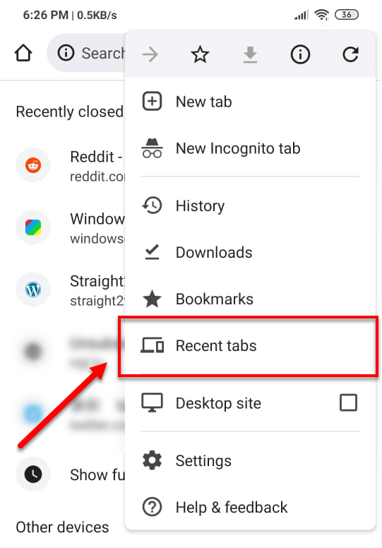 How to reopen closed tab on Android Chrome