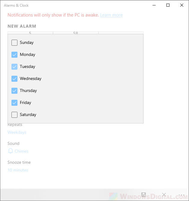 How to repeat Alarms in Windows 10/11