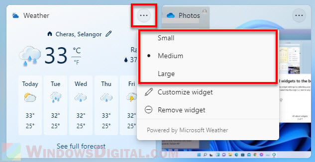 How to resize widgets in Windows 11