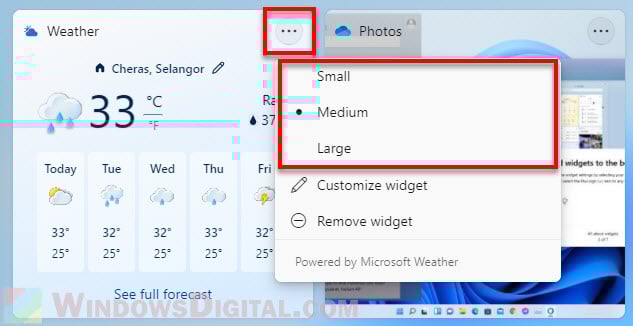 How to resize widgets in Windows 11