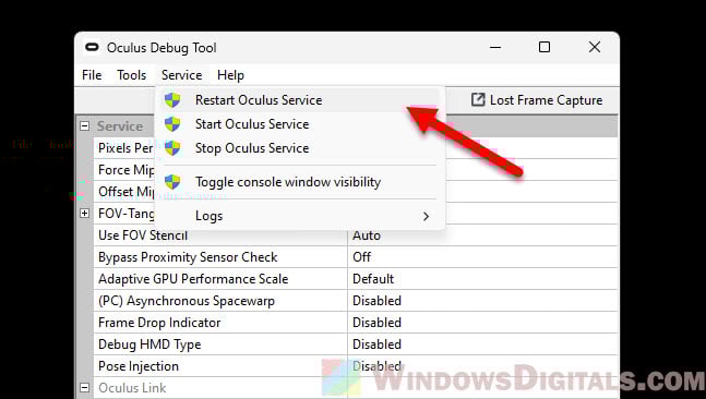 How to restart Oculus service