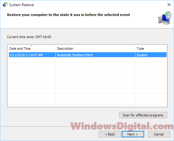Restore Windows 11/10 to a previous date