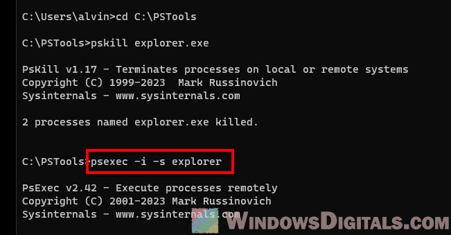 How to run Explorer as SYSTEM in Windows 11