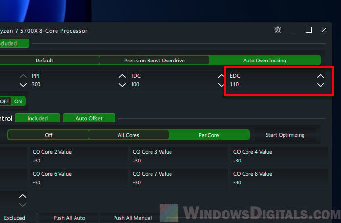 How to set EDC value in PBO