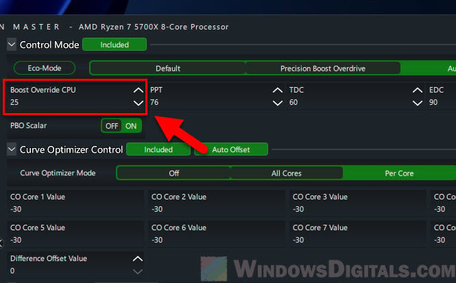 How to set PBO Boost Override CPU Ryzen 5000 or 7000