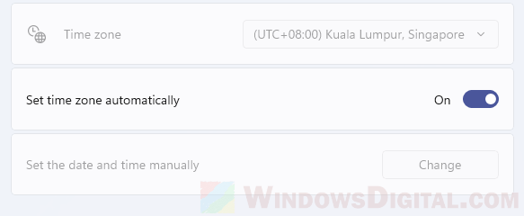 How to set time zone automatically Windows 11