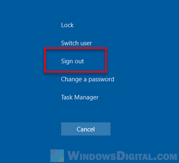 How to sign out of Windows 10/11 without restart