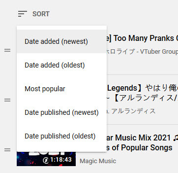 How to sort playlist on Youtube