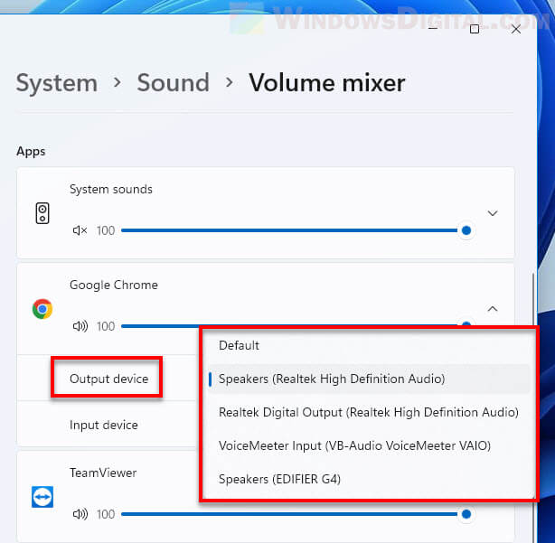 How to split sound in Windows 11