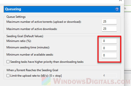 How to stop seeding in uTorrent