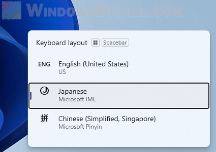 How to switch between keyboard language layout in Windows 11 shortcut