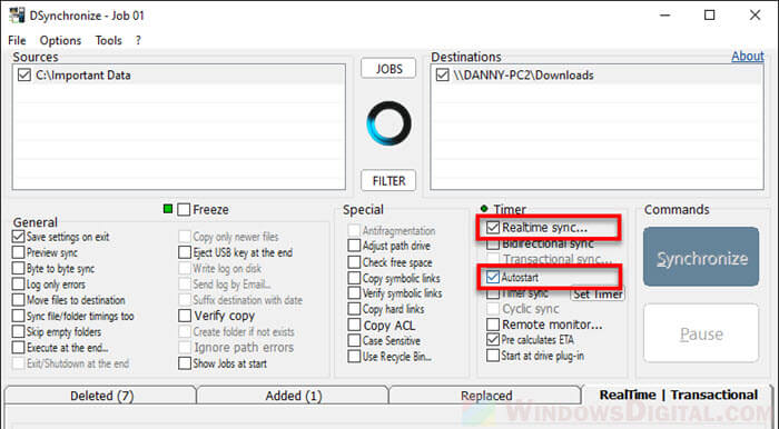 How to sync folders in real time Windows 10
