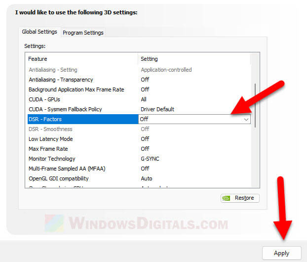 How to turn off Dynamic Super Resolution Factors NVIDIA Control Panel
