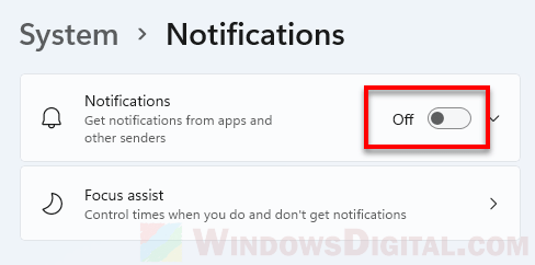 How to turn off all notifications on Windows 11