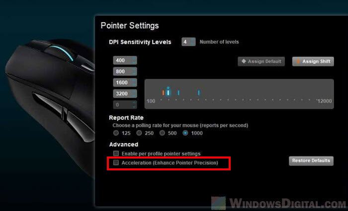 How to turn off mouse acceleration in Logitech G Hub or LGS