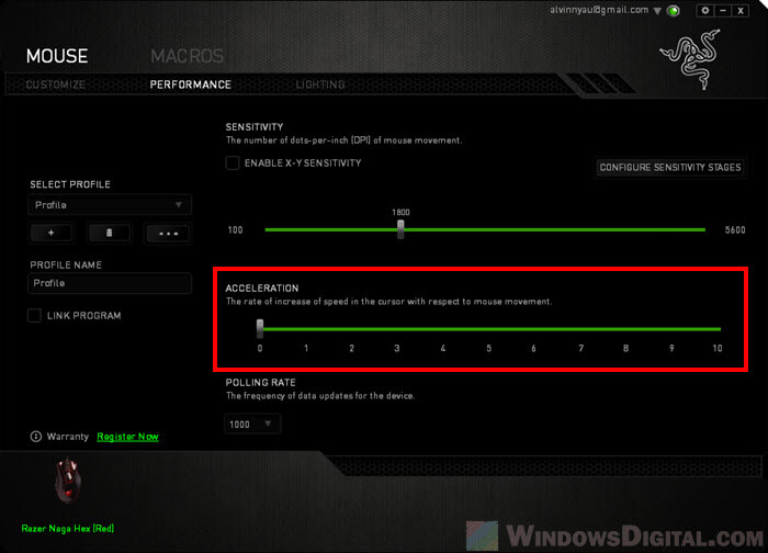 How to turn off mouse acceleration in Razer Synapse