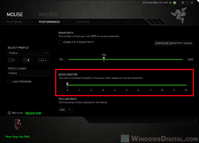 How to turn off mouse acceleration in Razer Synapse