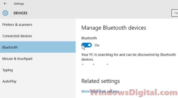 How to turn on Bluetooth on Windows 10 Laptop