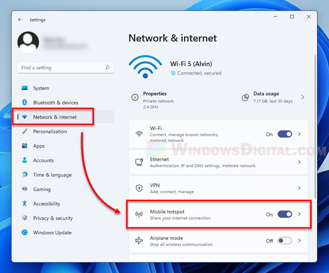 How to turn on mobile hotspot in Windows 11