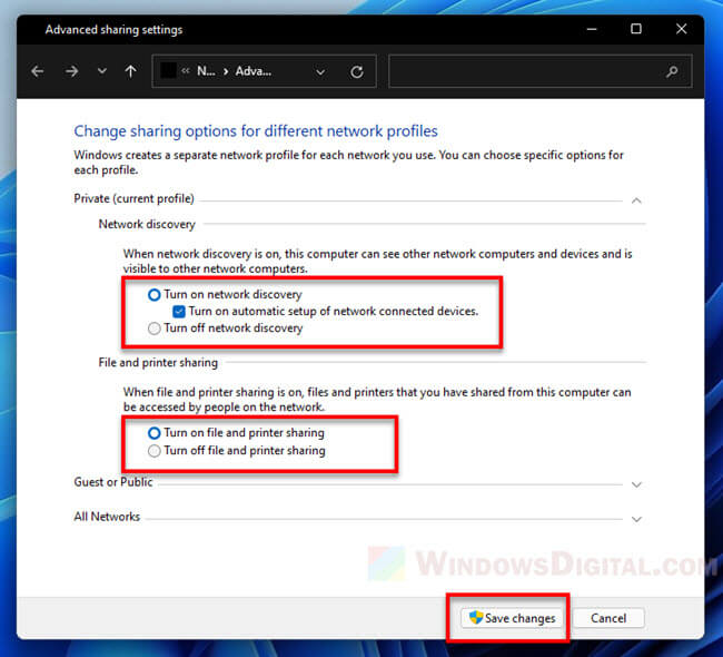 How to turn on network discovery and file sharing in Windows 11