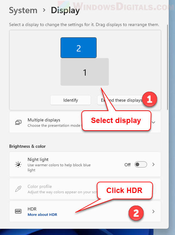 How to turn on or off HDR in Windows 11