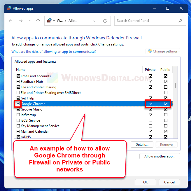 How to unblock an app from firewall Windows 11