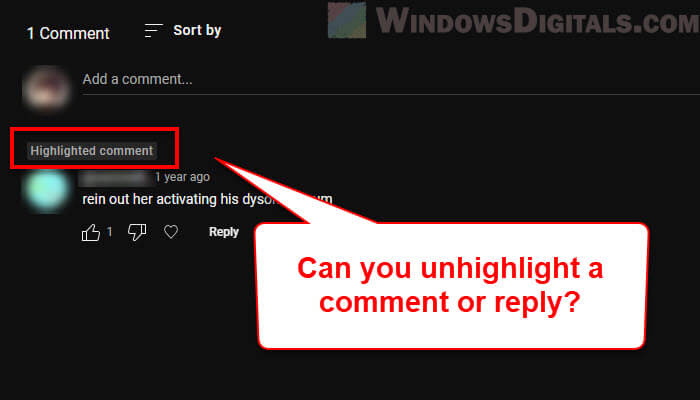 How to unhighlight a comment or reply on YouTube
