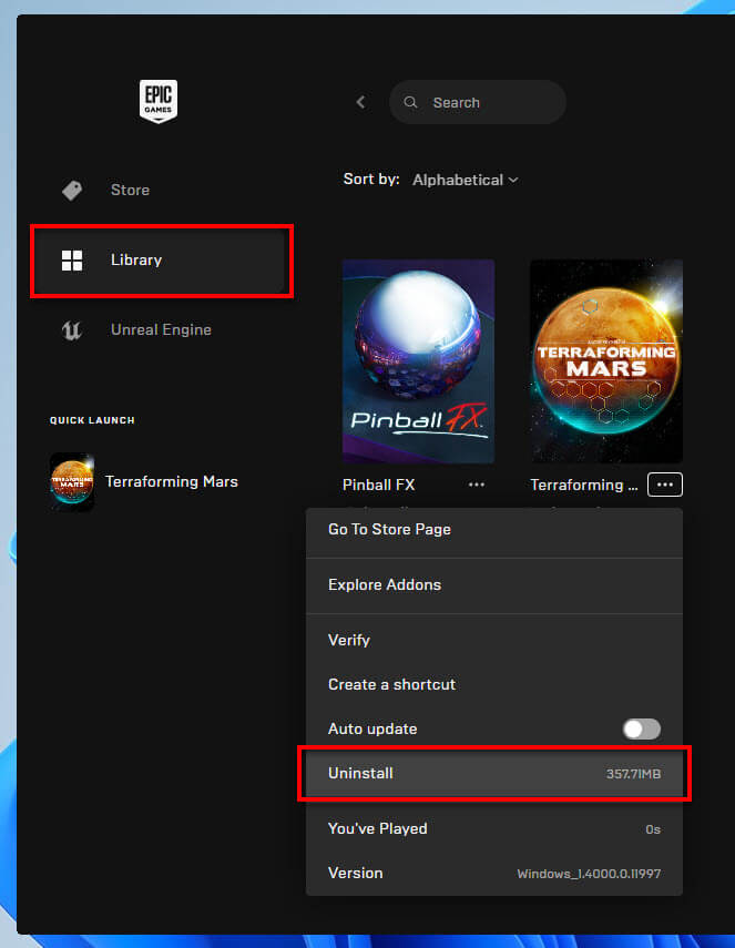 How to uninstall Epic games on Windows 11