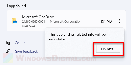 How to uninstall OneDrive in Windows 11