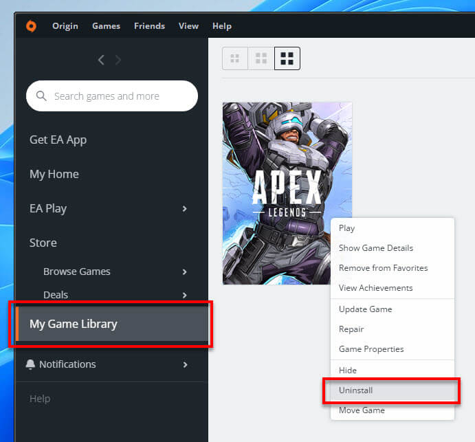 How to uninstall Origin games on Windows 11