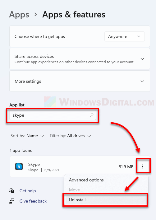 How to uninstall Skype on Windows 11