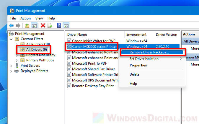 How to uninstall printer driver in Windows 11
