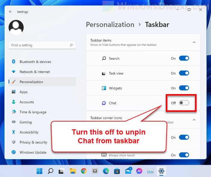 How to unpin Chat from taskbar Windows 11