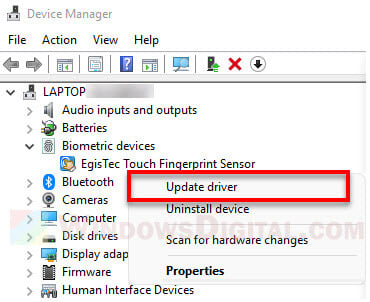 How to update Fingerprint scanner driver Windows 11