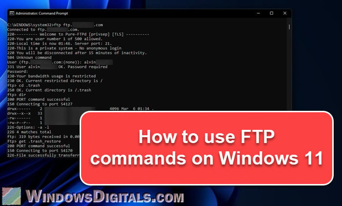 How to use FTP command line on Windows 11 CMD