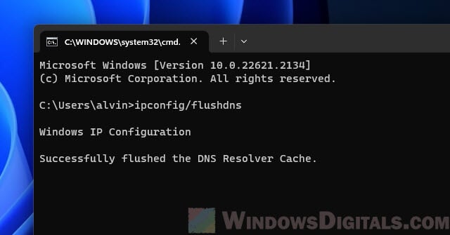 IPConfig Flush DNS cache Windows 11