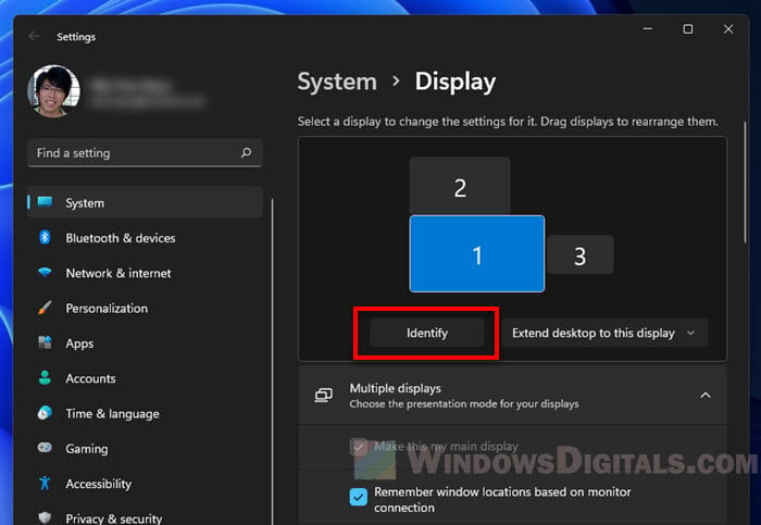 Identify monitors Windows 11
