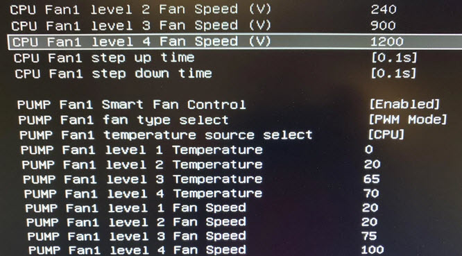 Incorrect BIOS Fans Settings