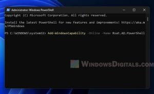 Install Active Directory Users and Computers via PowerShell image.
