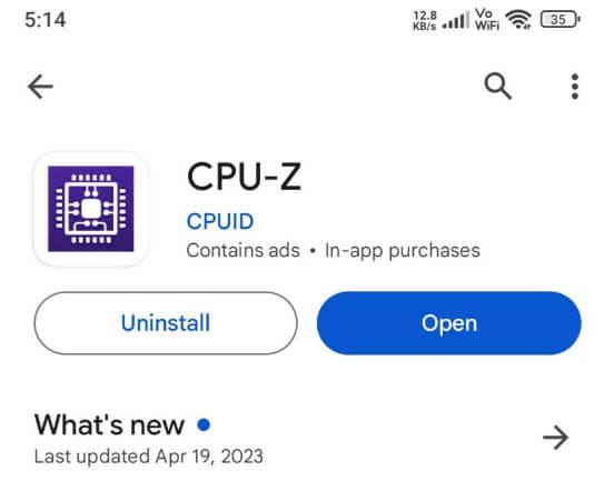 Install CPU-Z app on Android phone